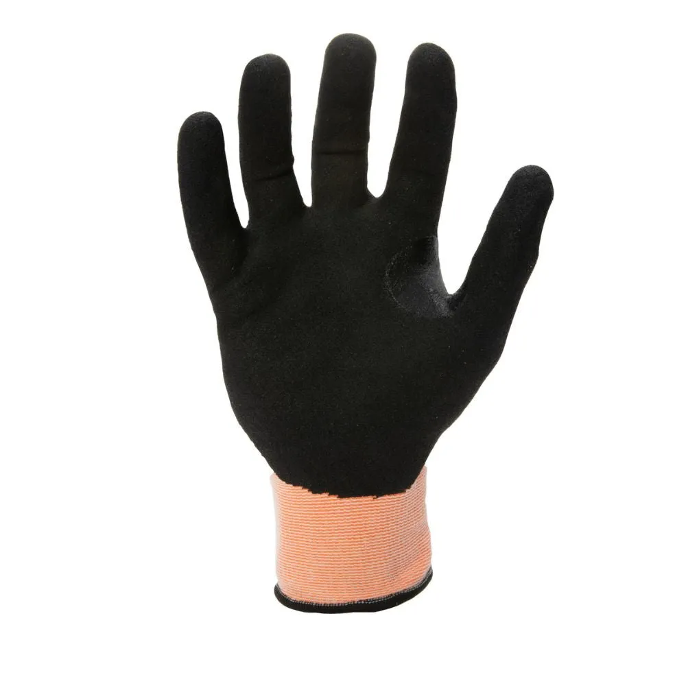 212 Performance AXA5-09-008 AX360 Seamless Foam Nitrile-dipped Cut Resistant Hi-Viz Gloves (EN Level E, ANSI A5), Small Orange