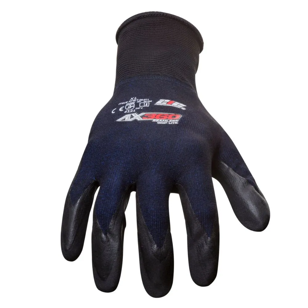 212 Performance AXGLT-05-010PR AX360 Grip Lite Nitrile-dipped Work Glove, 1-Pair, Large Black;Blue