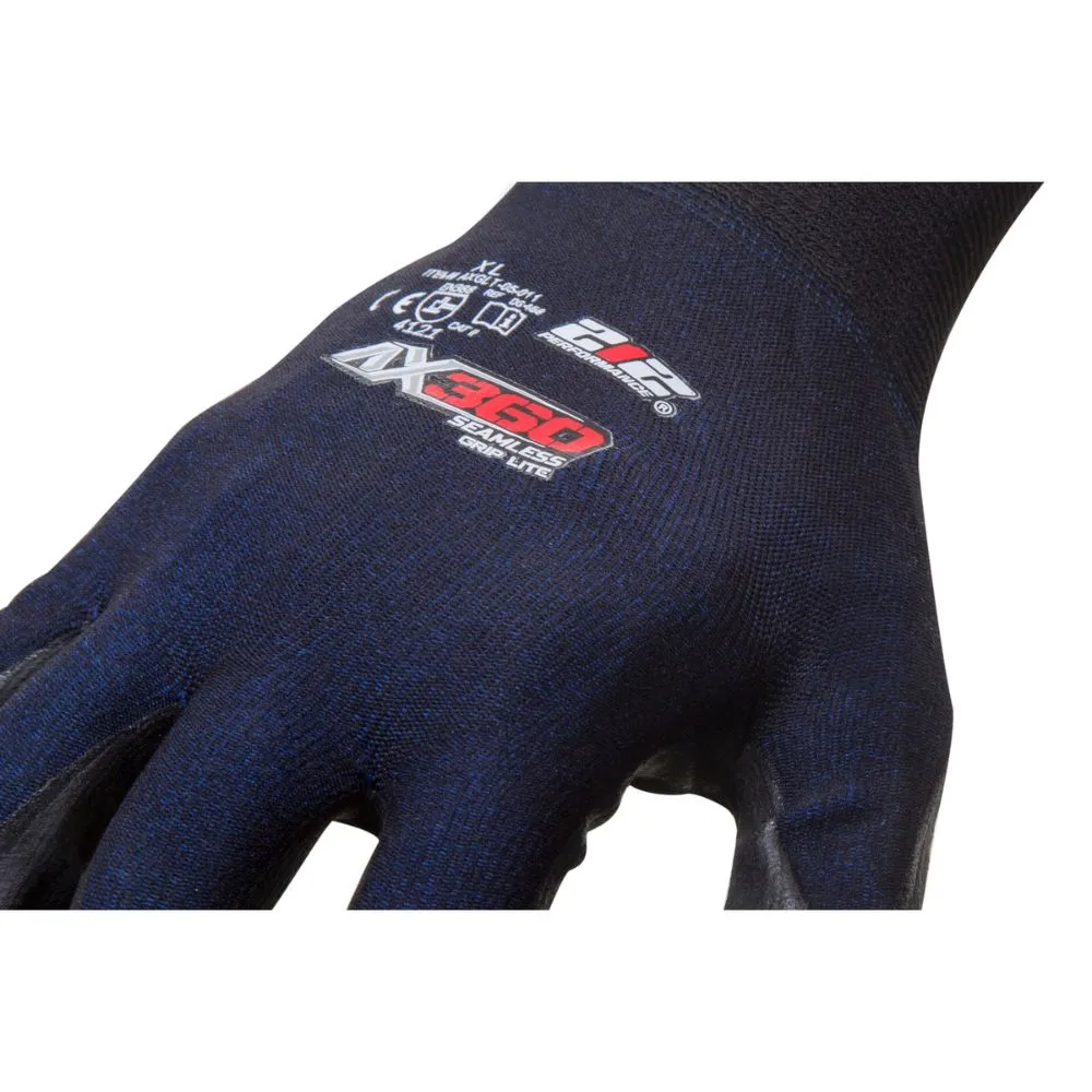 212 Performance AXGLT-05-010PR AX360 Grip Lite Nitrile-dipped Work Glove, 1-Pair, Large Black;Blue