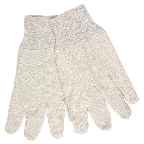 8100 MCR Safety Regular Weight Gloves, Large, Canvas, Natural, Knit Wrist Cuff