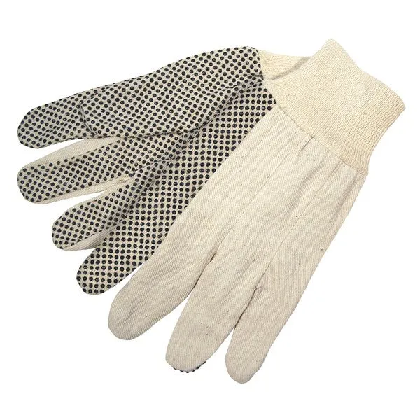 8808S MCR Safety Dotted Gloves, Large, Canvas, Natural, Knit Wrist Cuff