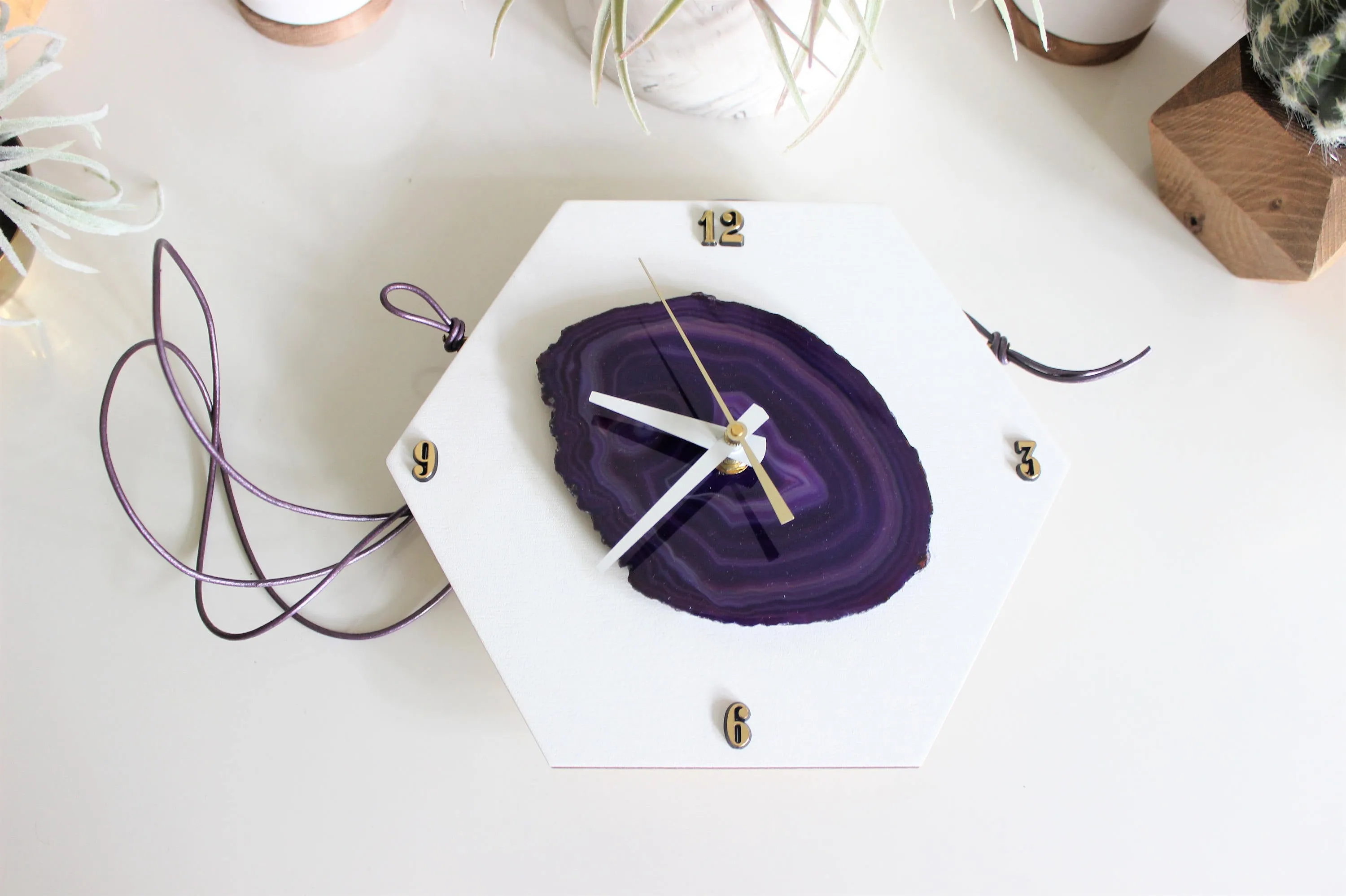 8" Purple Agate Wall Clock