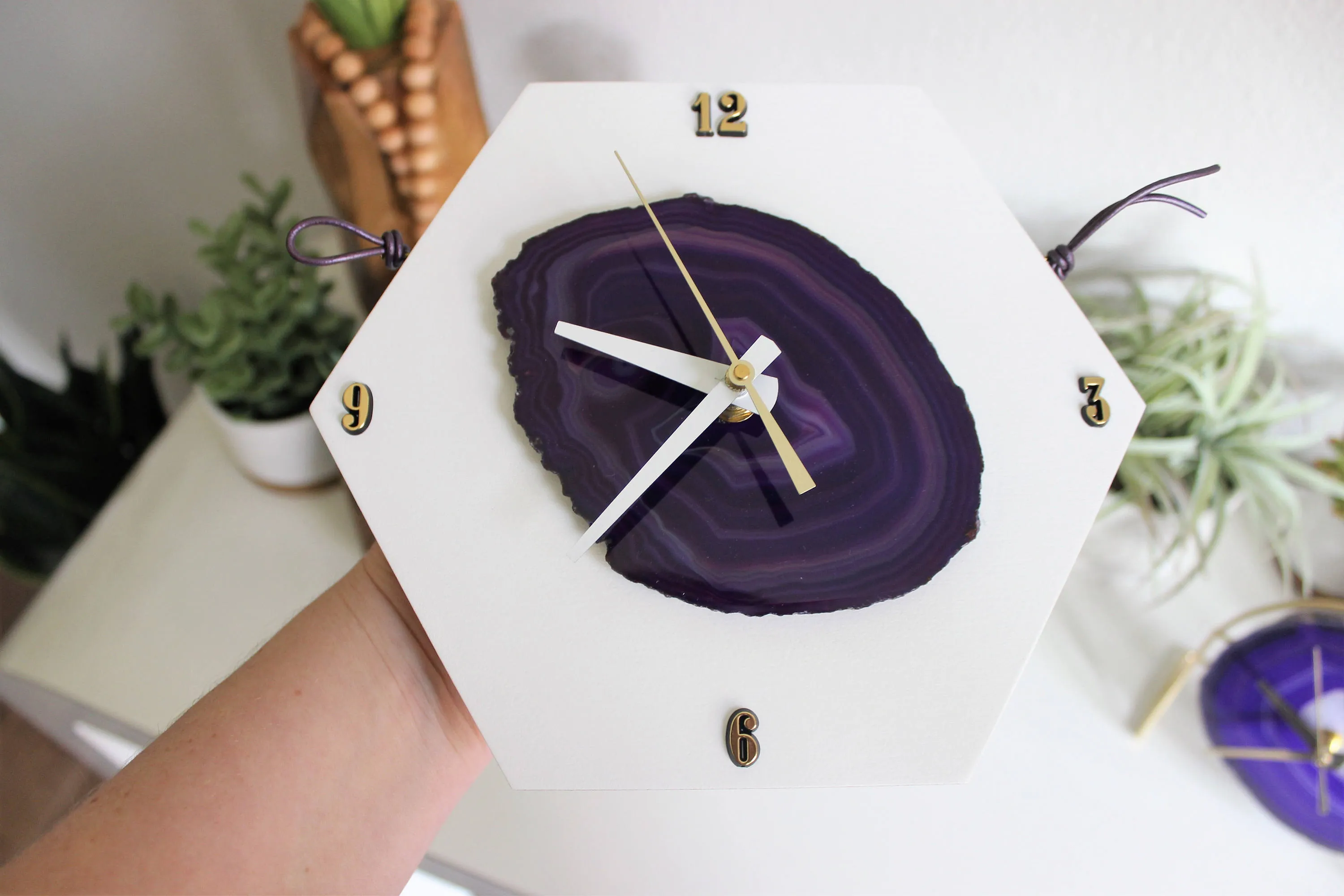 8" Purple Agate Wall Clock