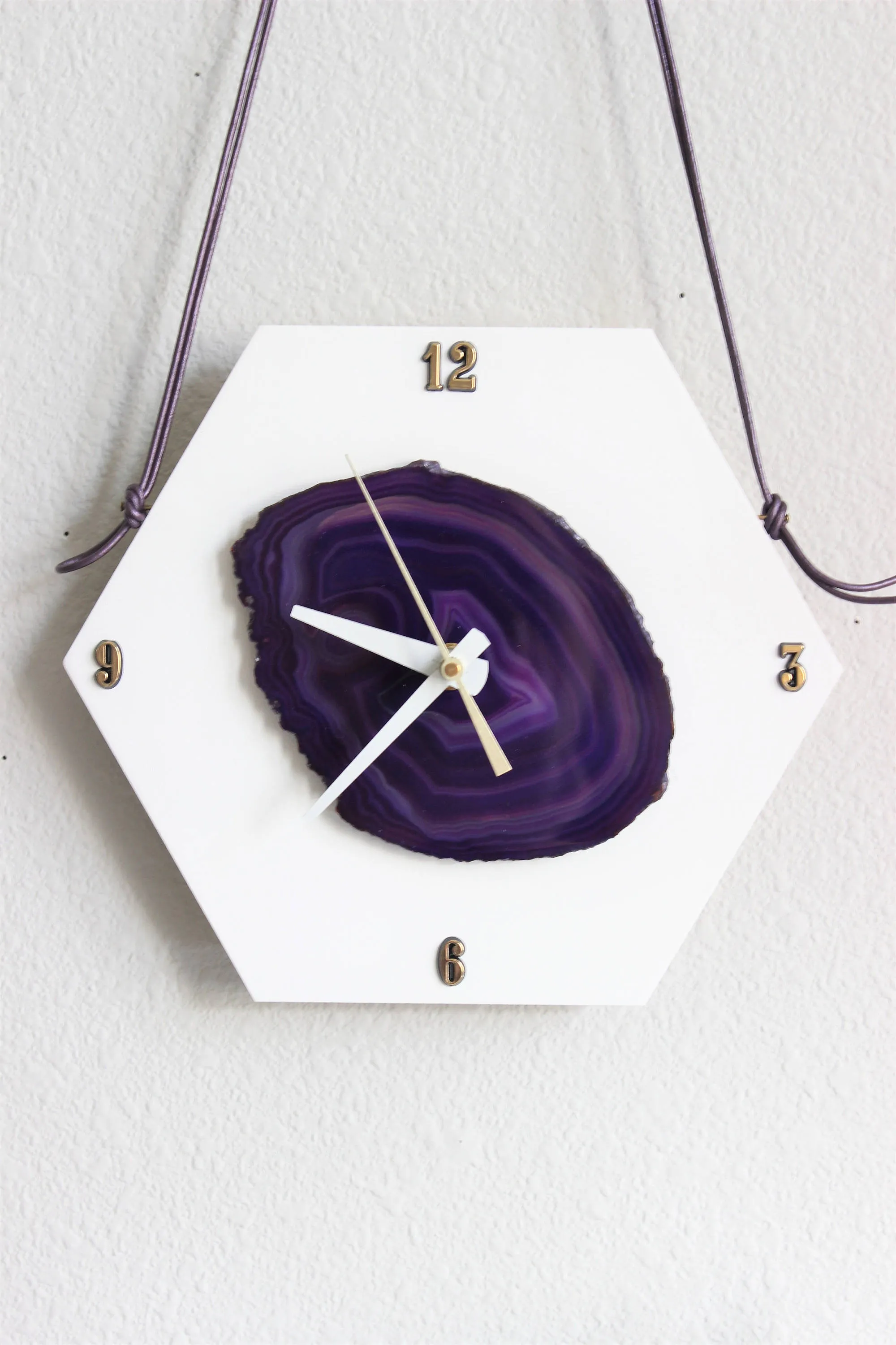 8" Purple Agate Wall Clock