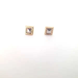 9ct Yellow Gold and Silver Stud Earrings