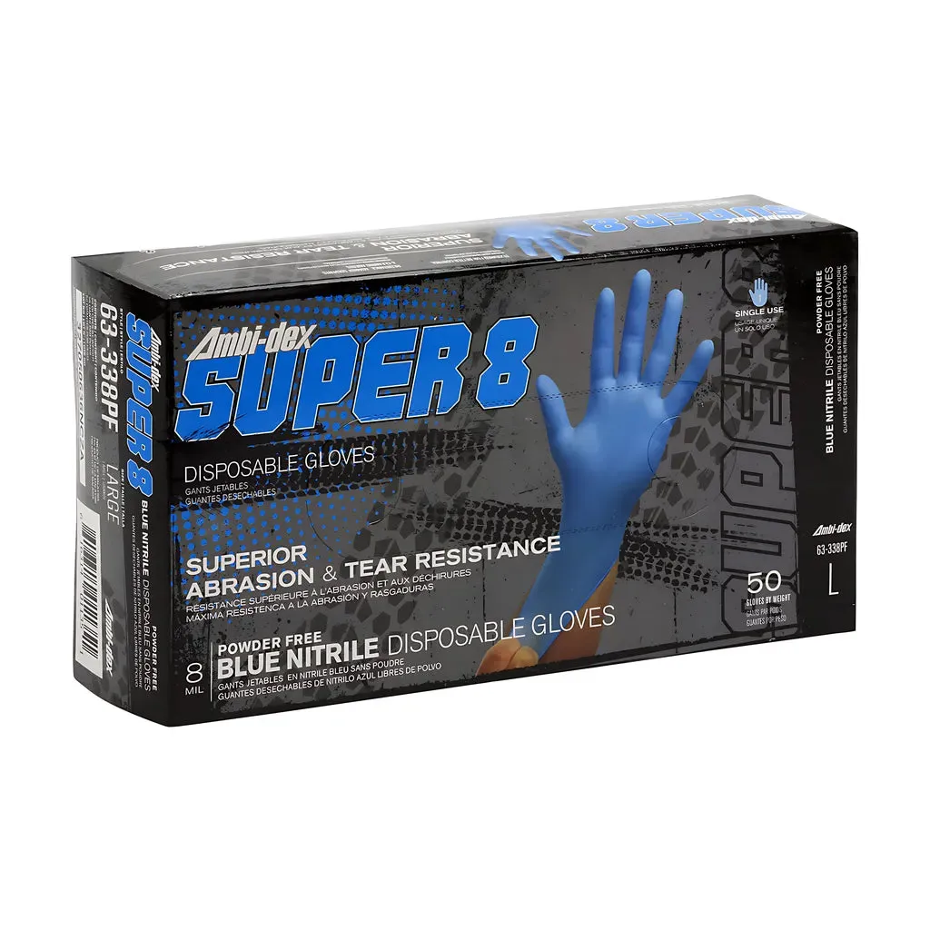 Ambi-dex 63-338PF/S Disposable Nitrile Glove, Powder Free with Textured Grip - 8 mil