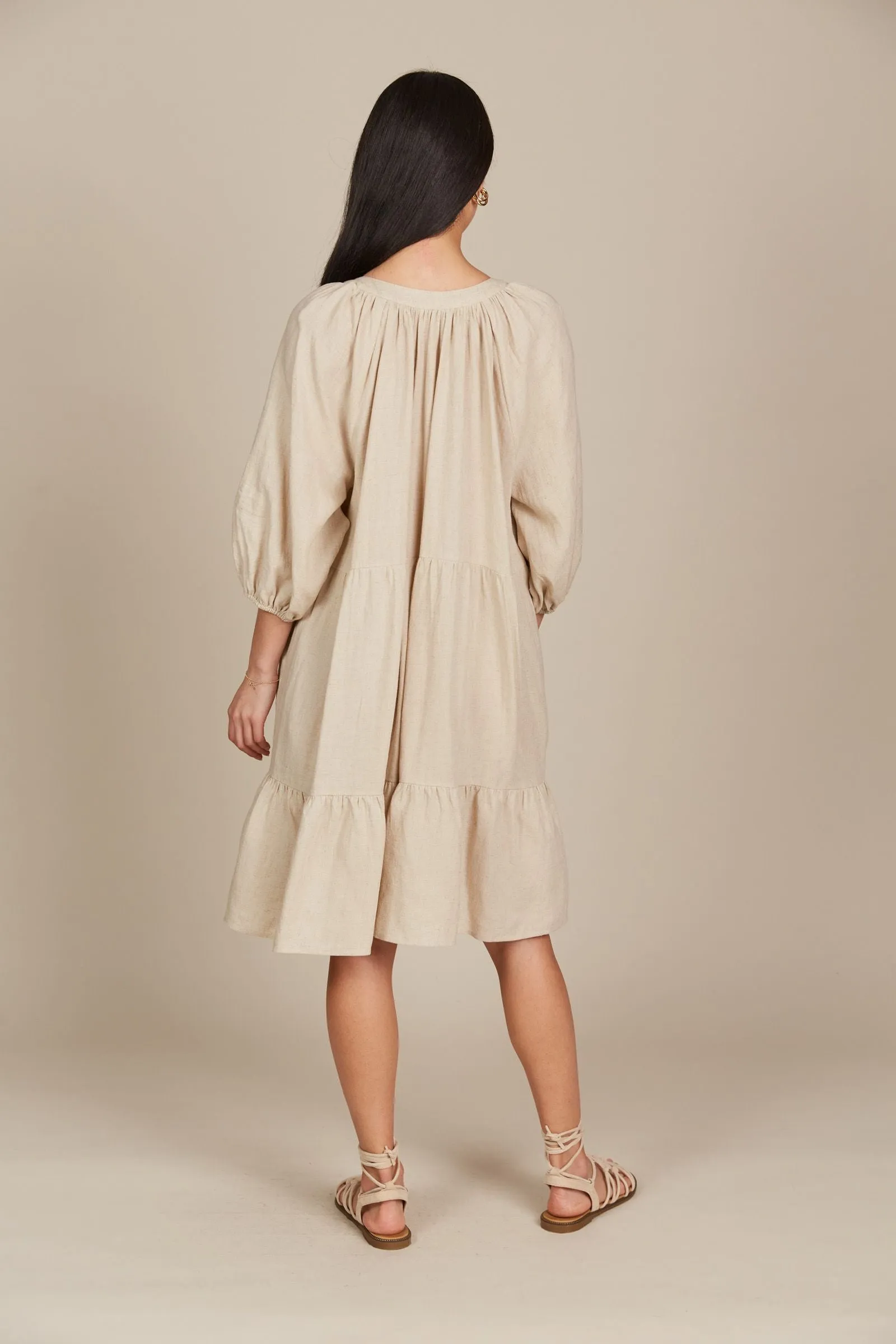 Amelie Button Dress - Canvas