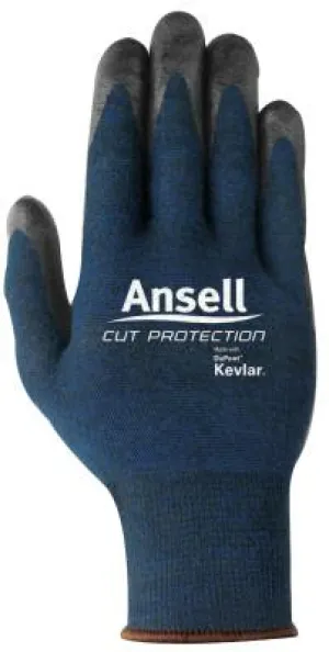 Ansell Cut Protection Gloves, Large, Black/Blue, 104829