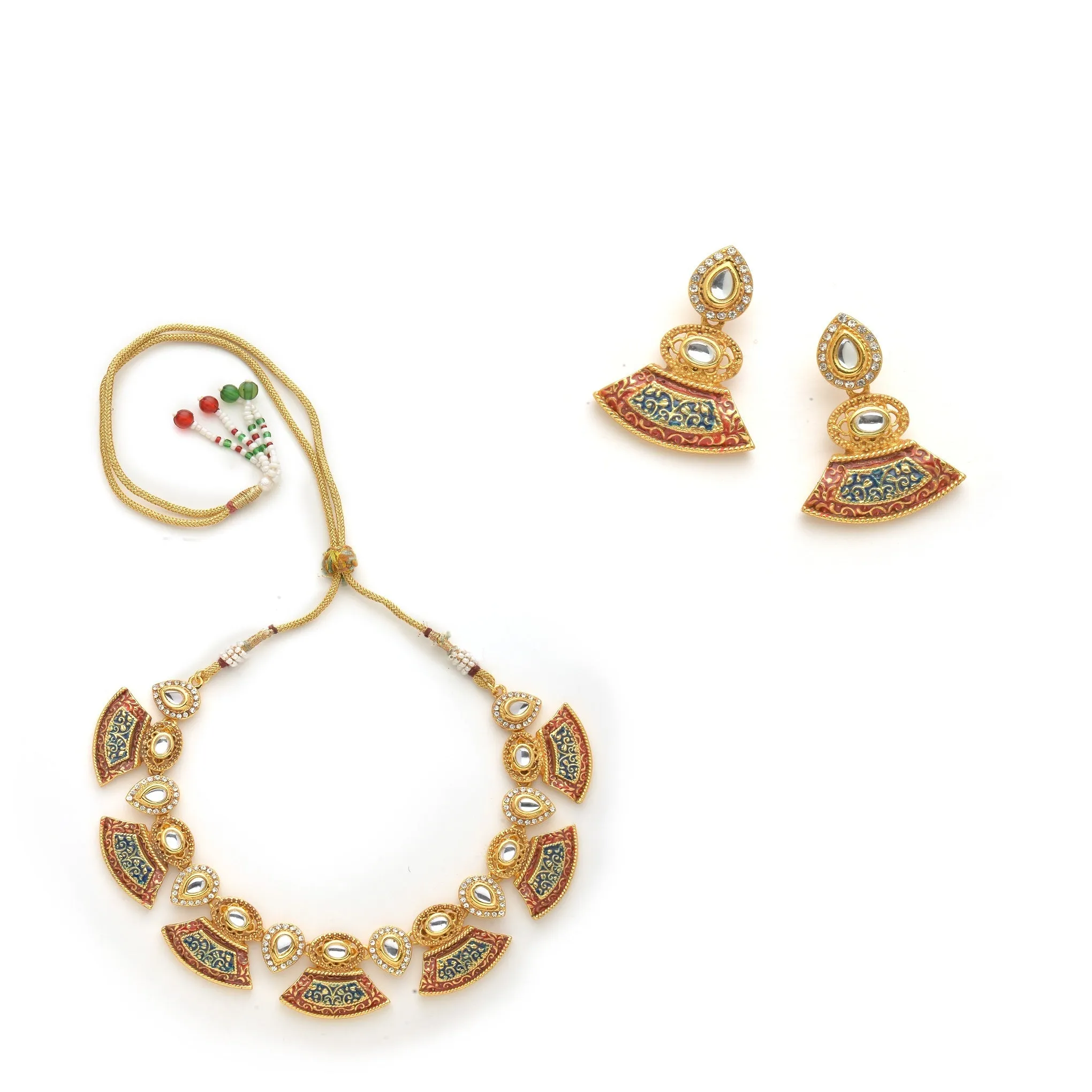 Antique Gold Plated Kundan Traditional Necklace Set