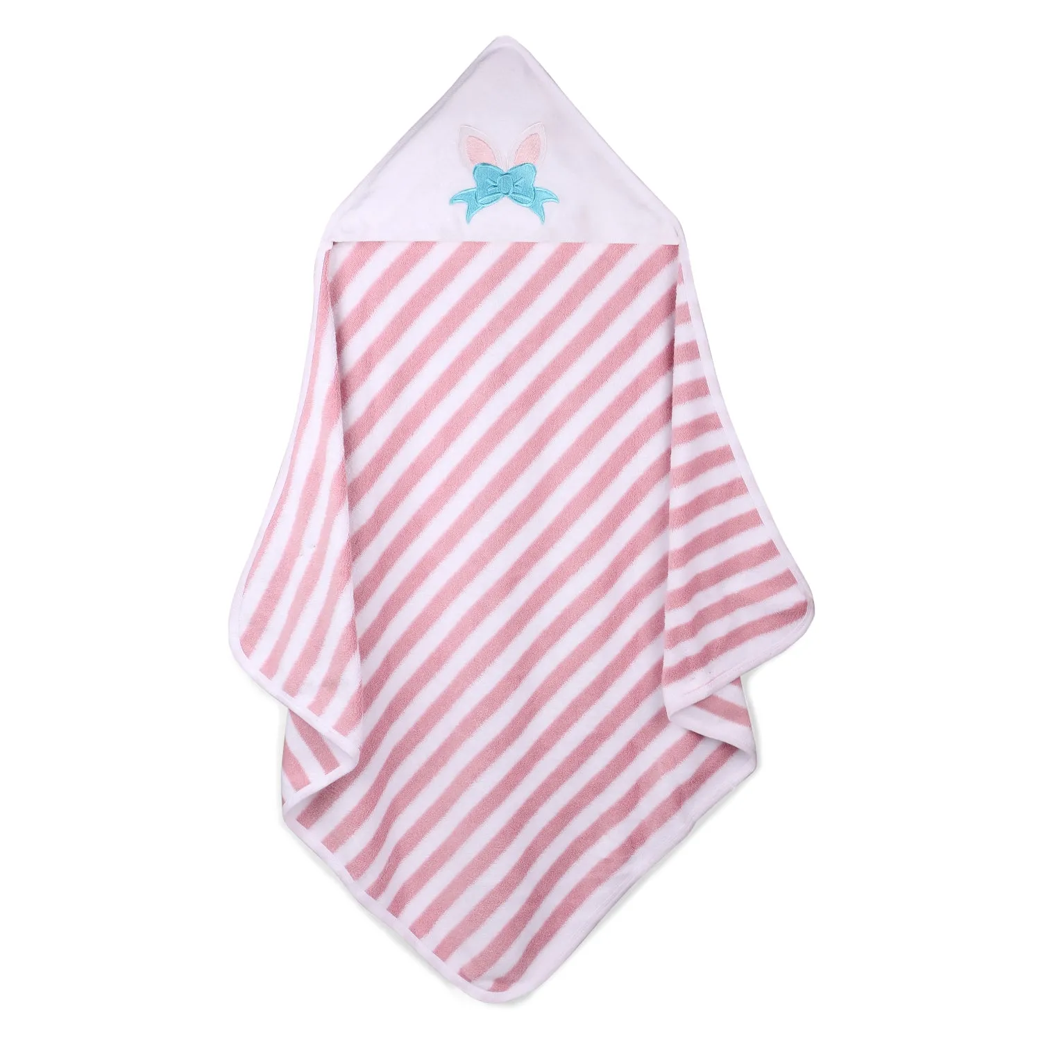 Baby Hooded Towel - Modern Stripes - Pink/White