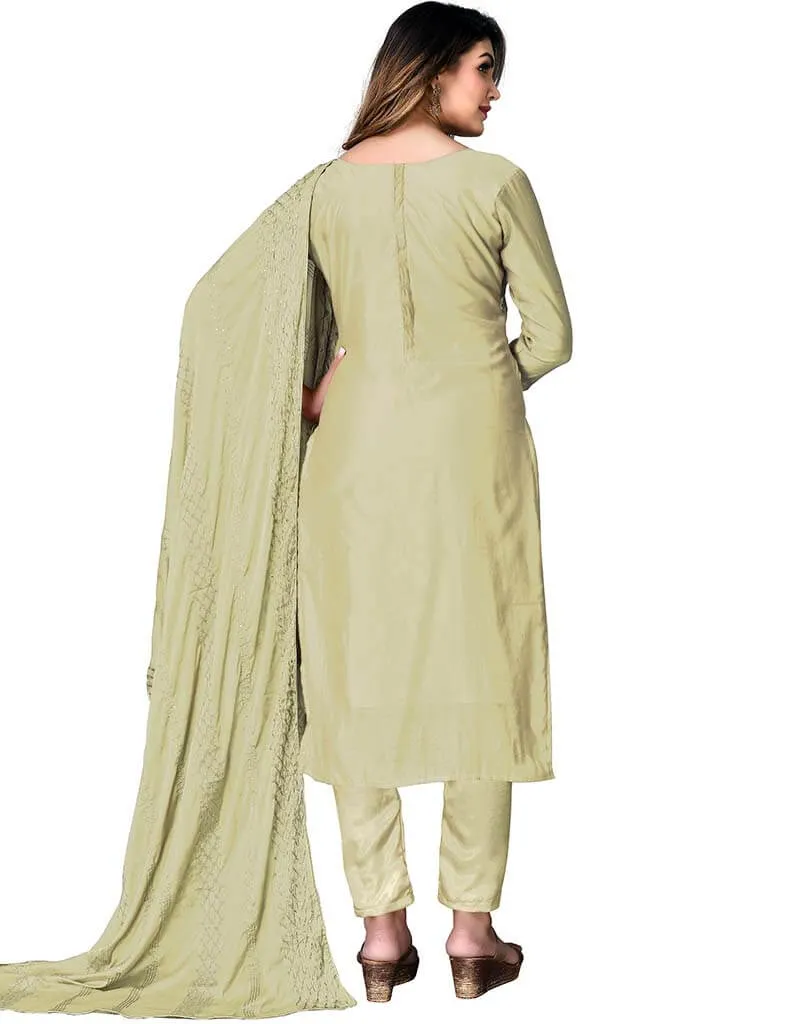 Beige Modal Chanderi Pant Salwar Suits