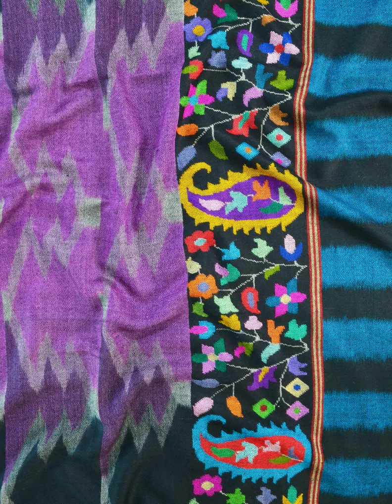 Black, Purple, Blue Kani Pashmina Shawl 5409