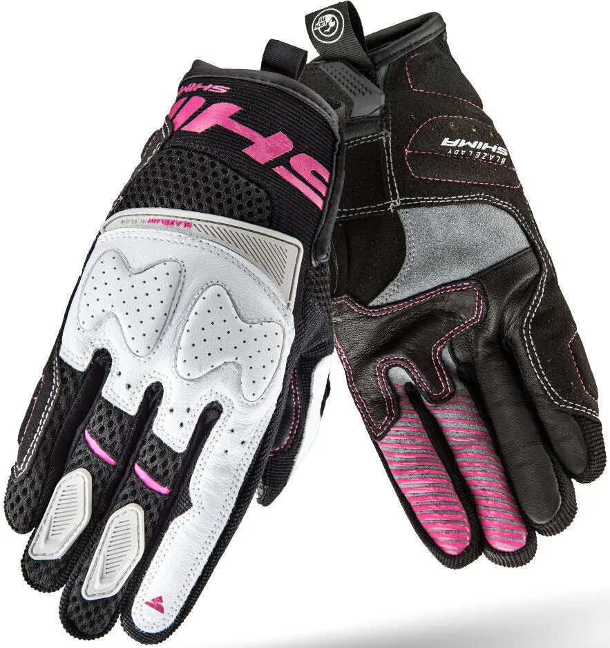 Blaze SHIMA Women's Motorcycle Gloves, Black/White/Pink