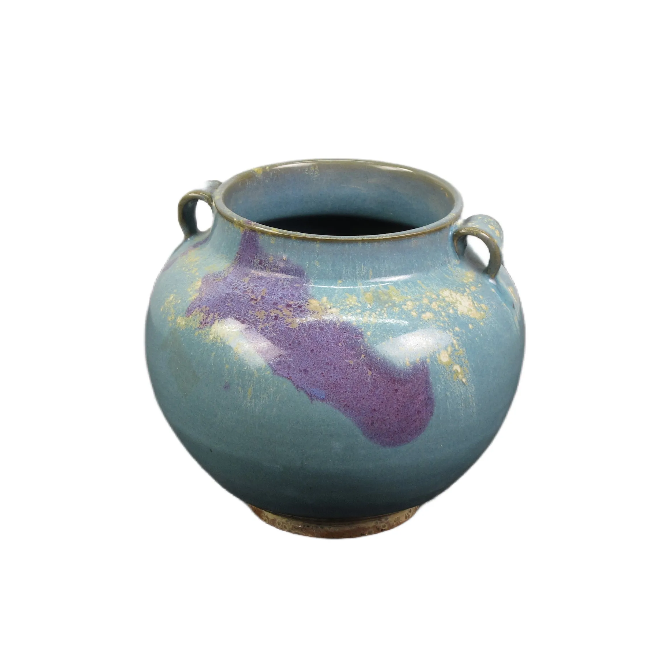 Blue and Purple Ceramic Cachepot or Flower Jar