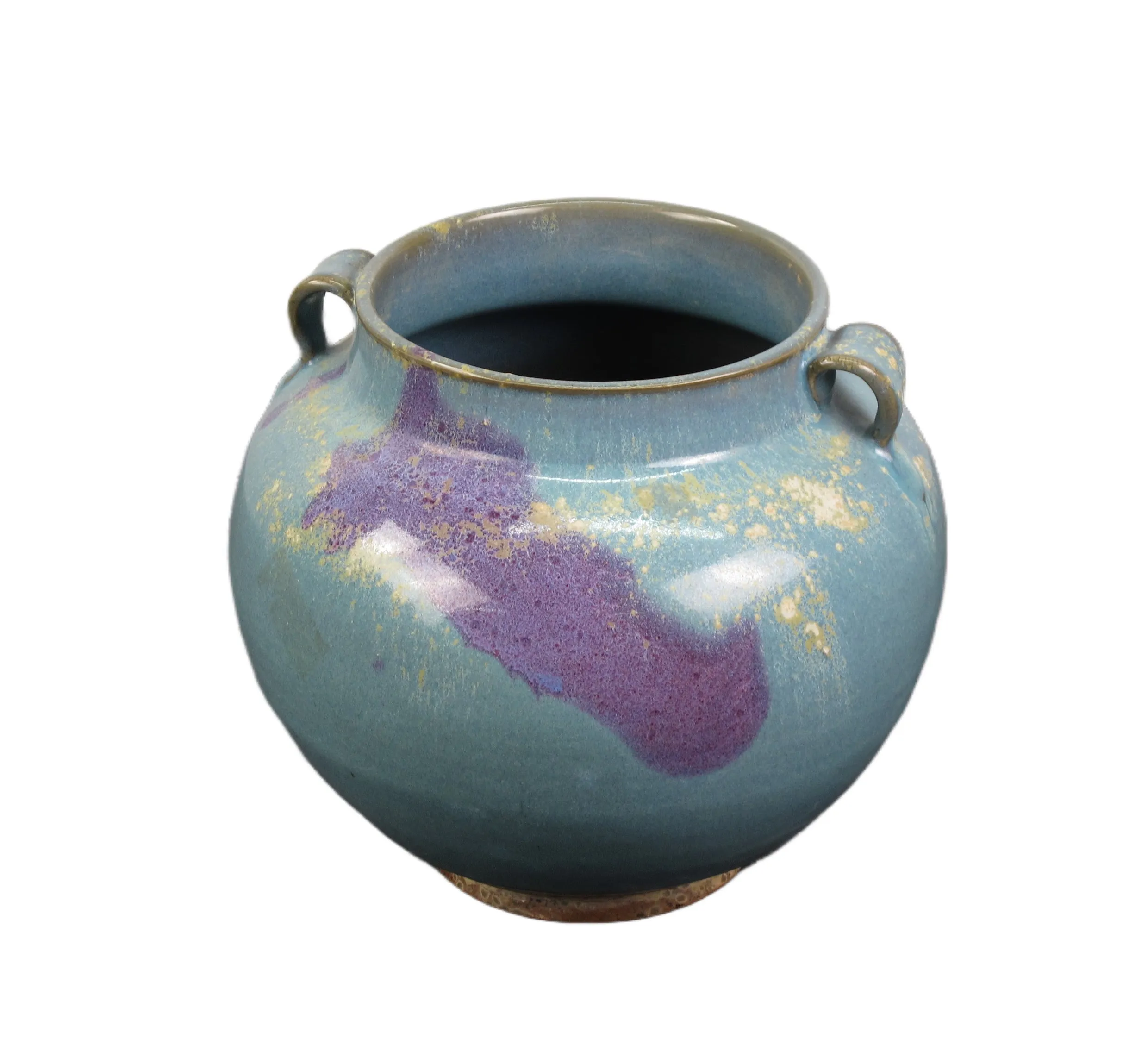 Blue and Purple Ceramic Cachepot or Flower Jar