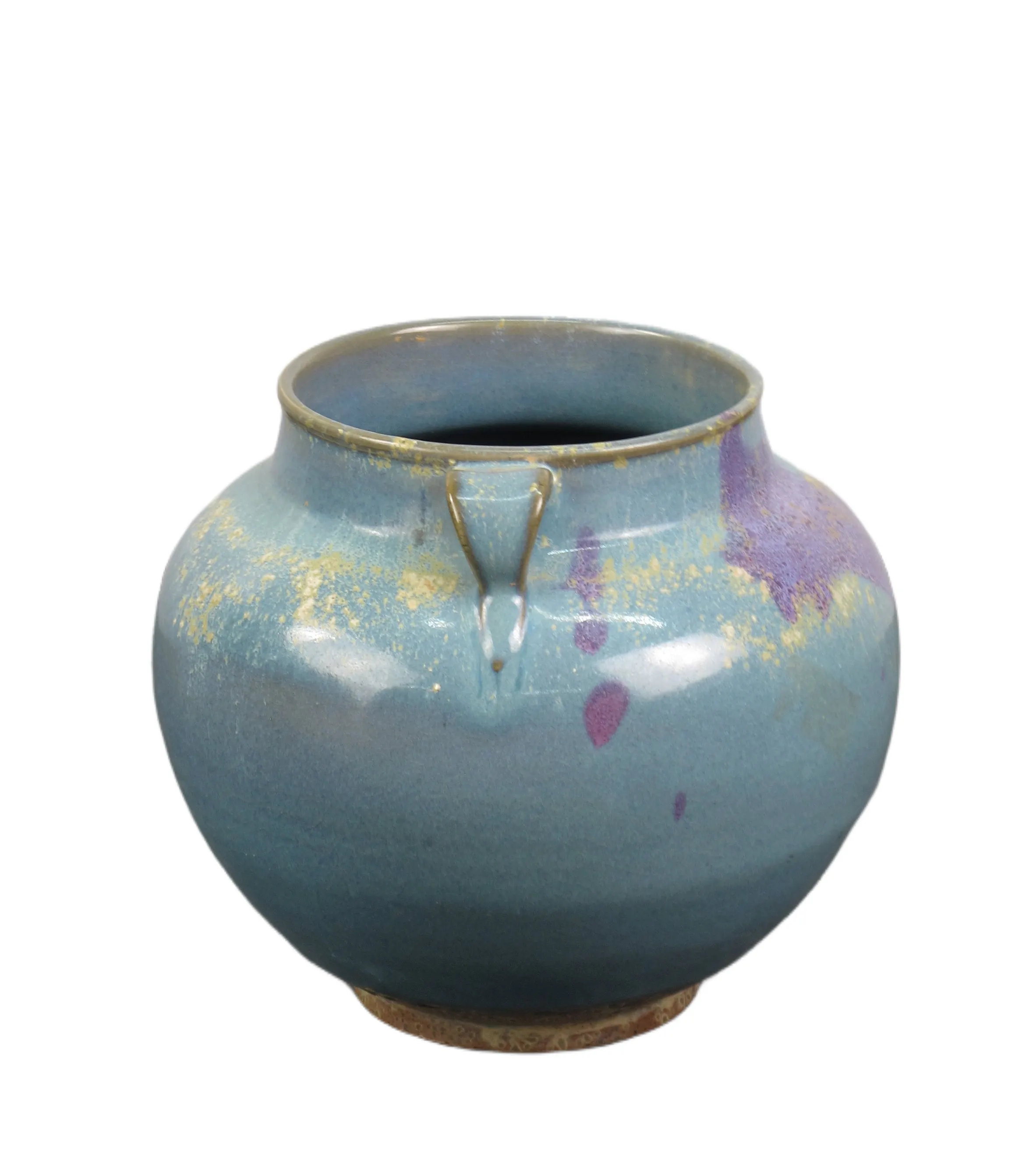 Blue and Purple Ceramic Cachepot or Flower Jar