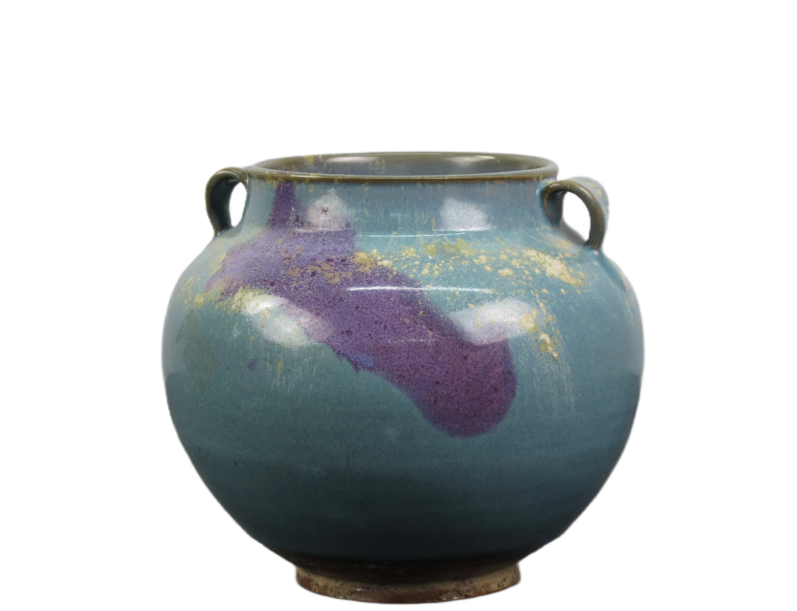 Blue and Purple Ceramic Cachepot or Flower Jar