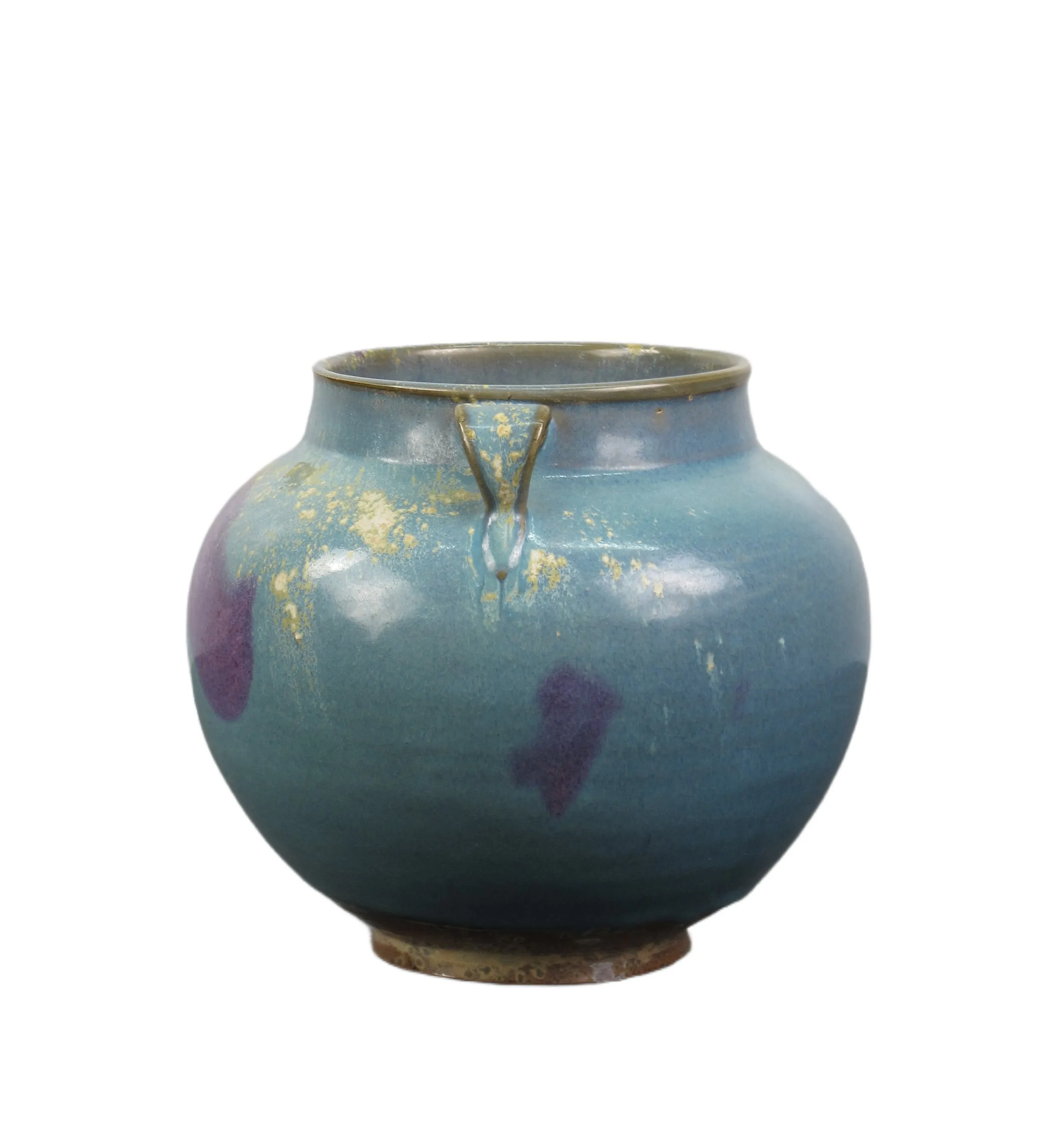 Blue and Purple Ceramic Cachepot or Flower Jar