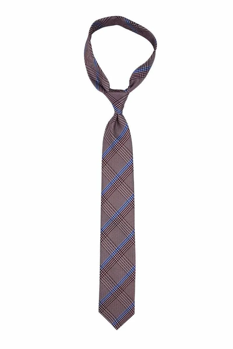 Burgundy with Blue Striped Traditional Tie