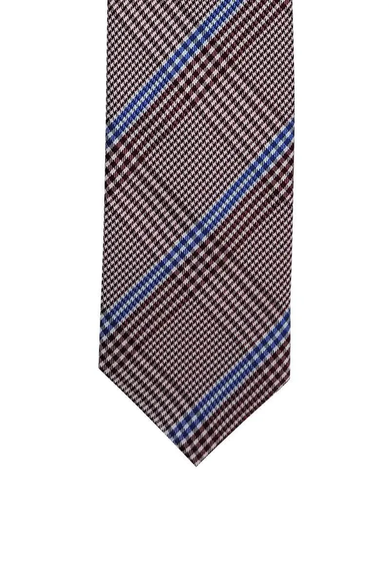 Burgundy with Blue Striped Traditional Tie