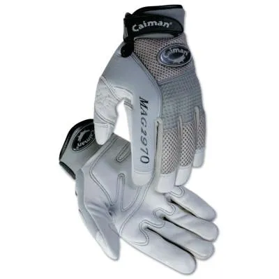 Caiman 2970 Deerskin Padded Palm Knuckle Protection Mechanics Gloves, X-Small, Gray, 2970-XS