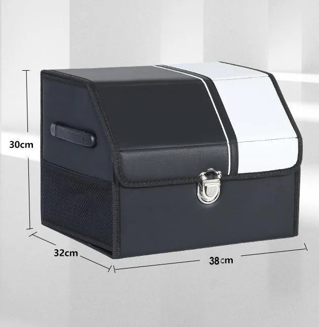 Car Leather Trunk Organizer Box - White Stripe