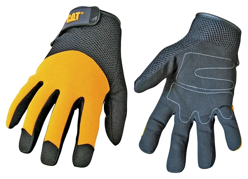 CAT CAT012215L Utility Gloves, L, Wrist Strap Cuff, Synthetic Leather, Black/Yellow :PR: QUANTITY: 1