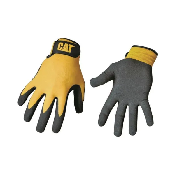 Cat CAT017416L Protective Gloves, L, Open Cuff, Nylon, Black/Yellow