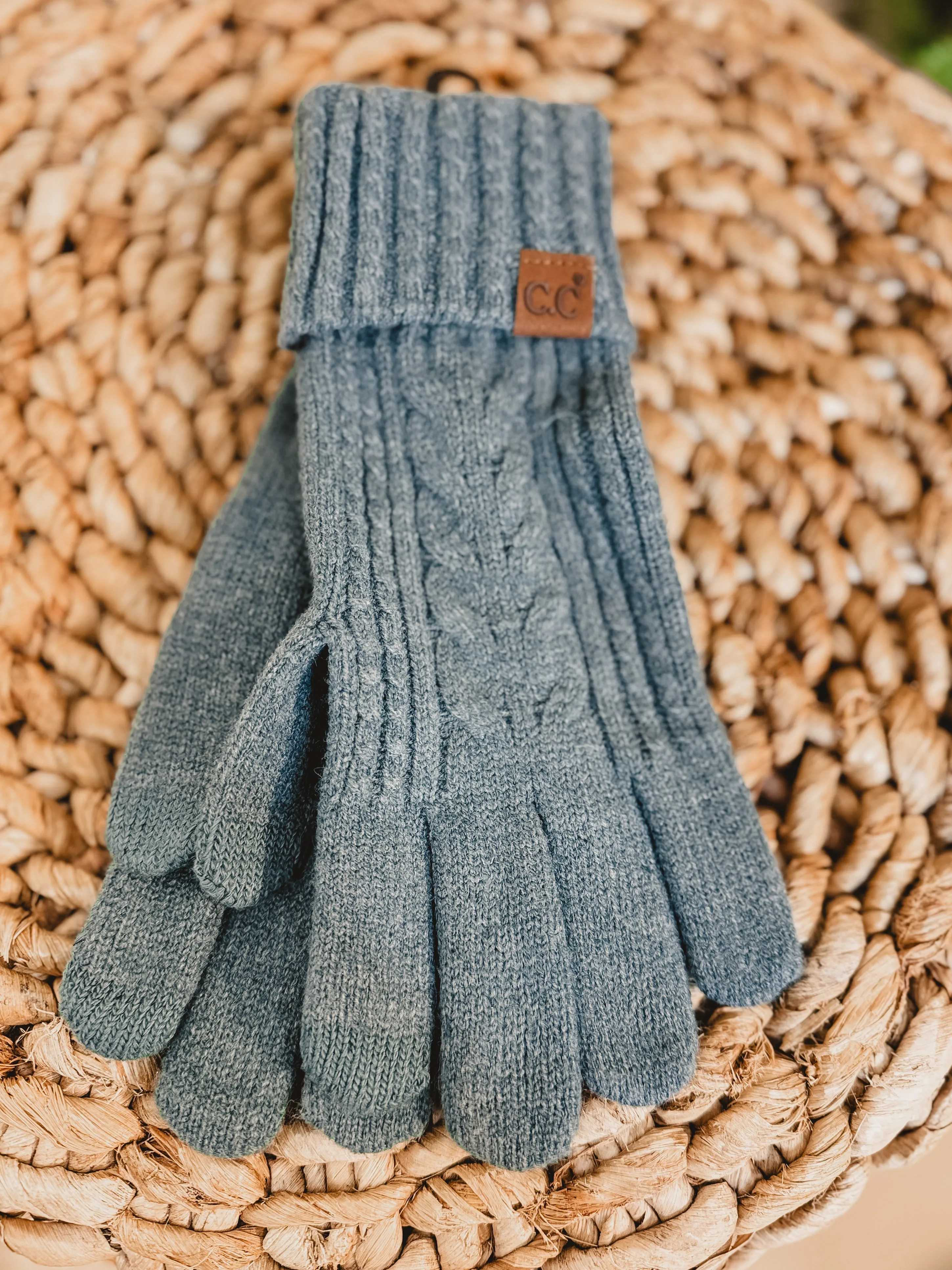 C.C Cable Knit Gloves - Forest Green