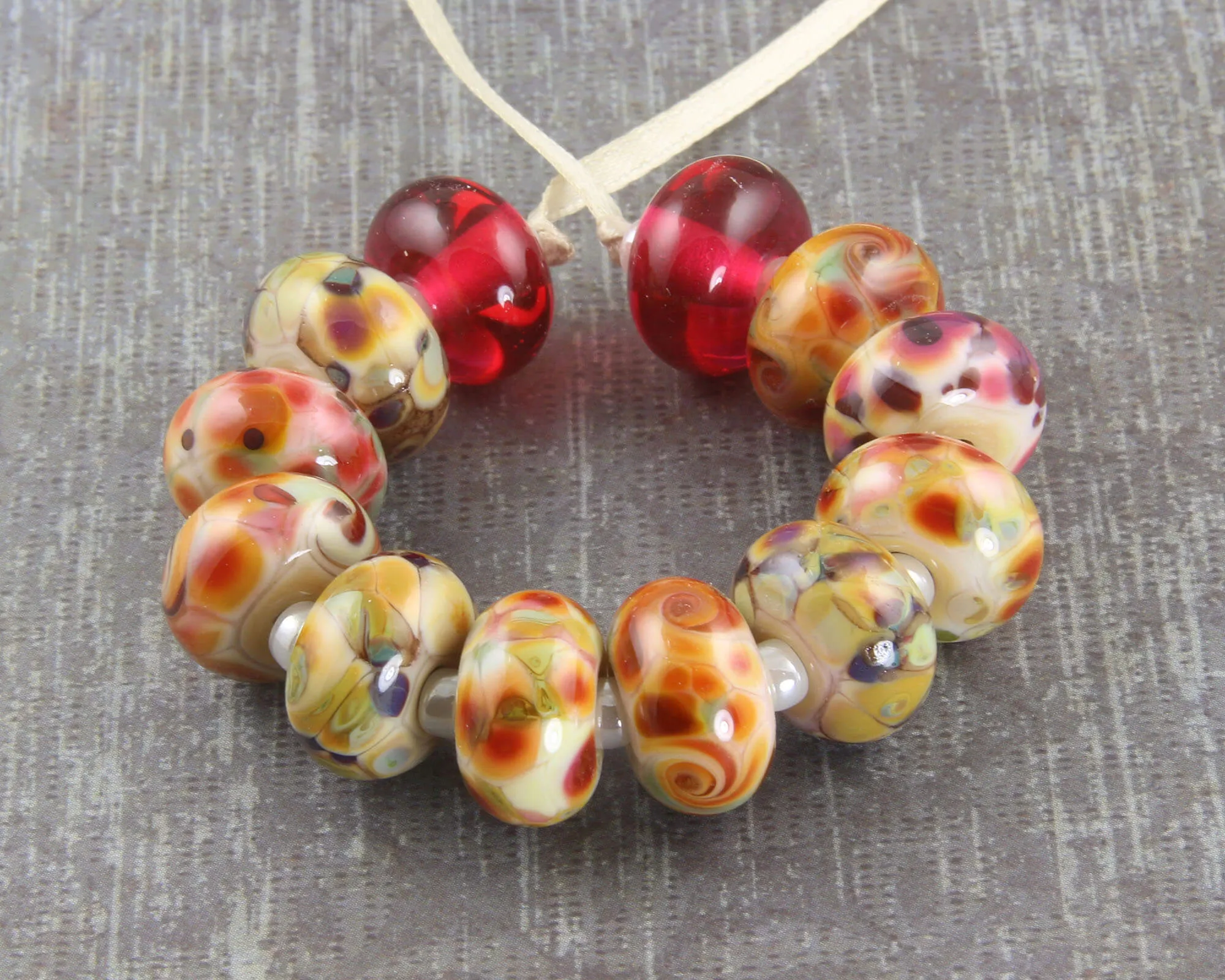 Cheery Mosaic Lampwork Beads Set SRA