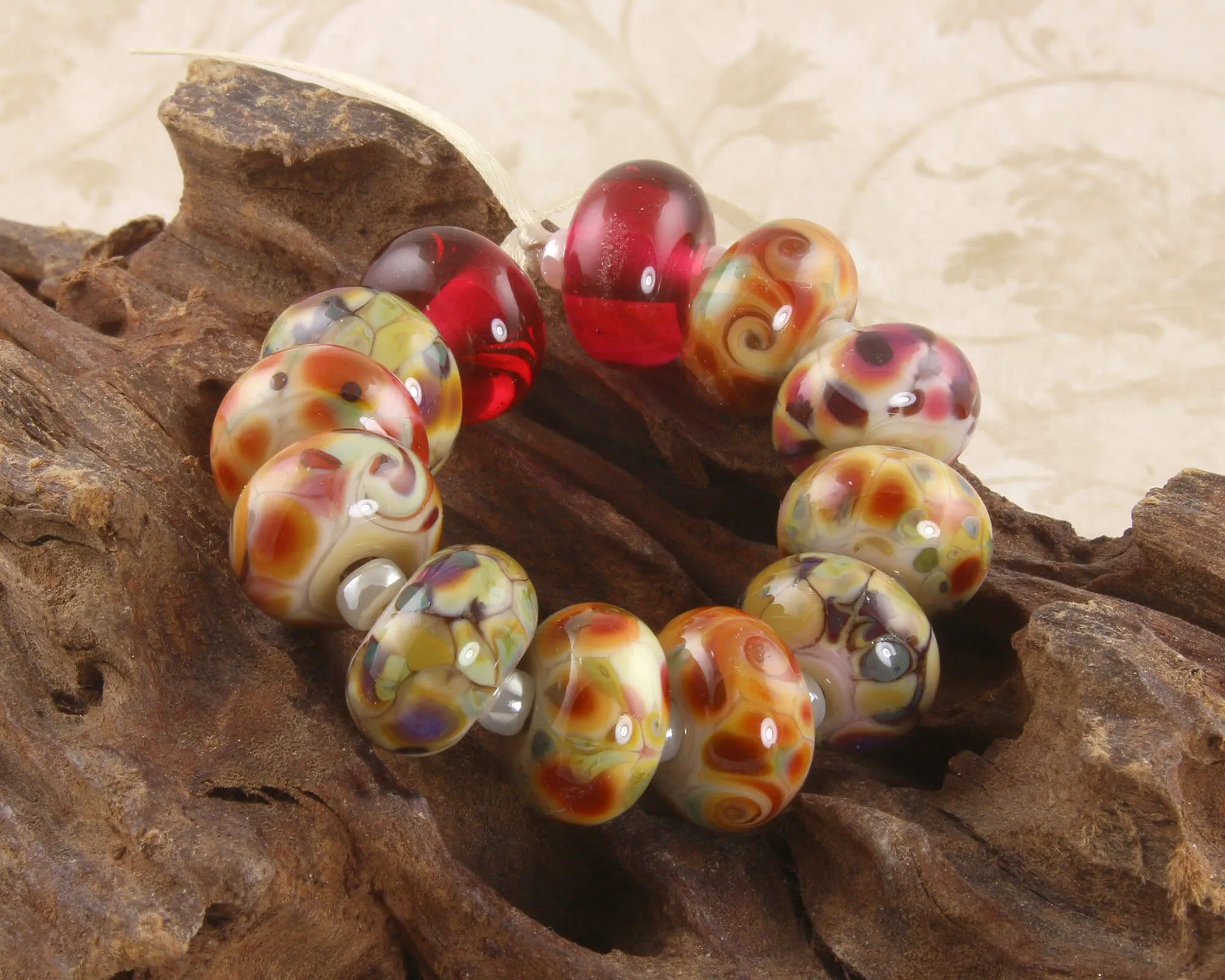 Cheery Mosaic Lampwork Beads Set SRA