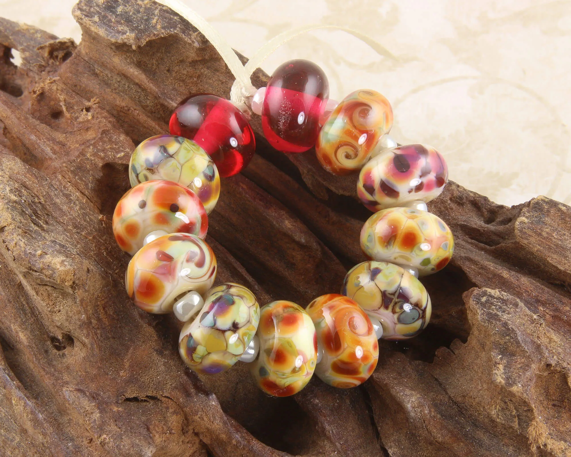 Cheery Mosaic Lampwork Beads Set SRA