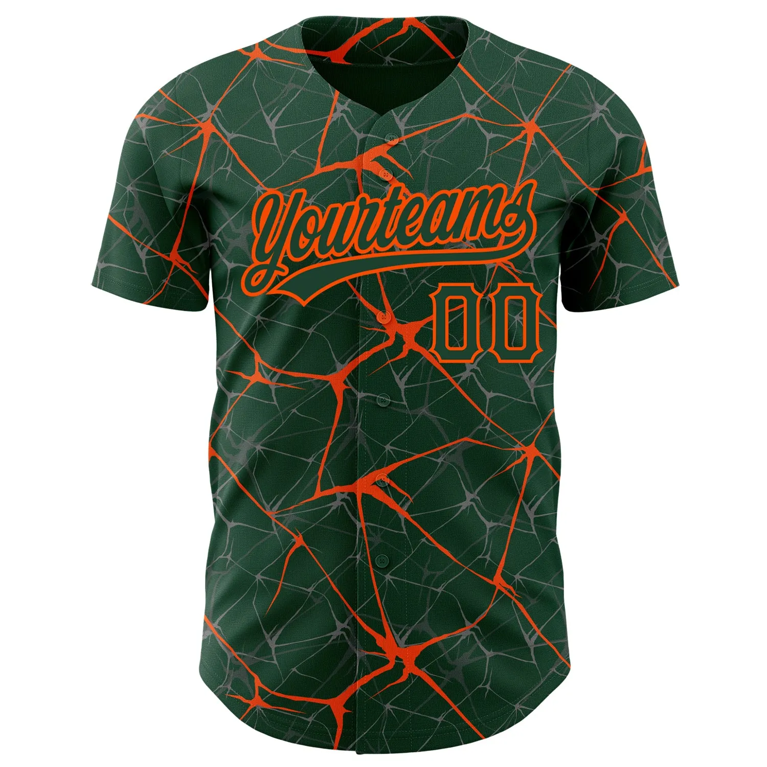 Custom Green Orange 3D Pattern Design Abstract Network Authentic Baseball Jersey