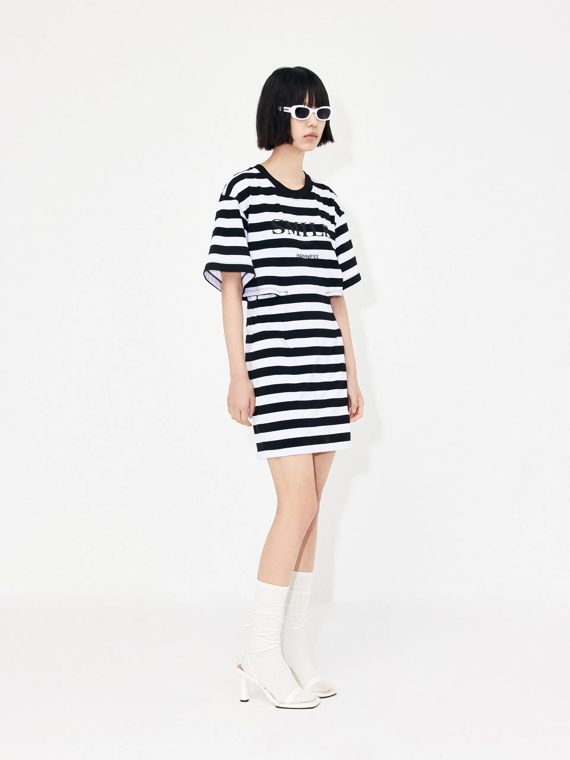 Cutout Waist Striped Dress