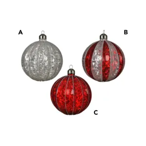 Decoris 10cm Sequins & Stripes Glass Bauble (Choice of 3)