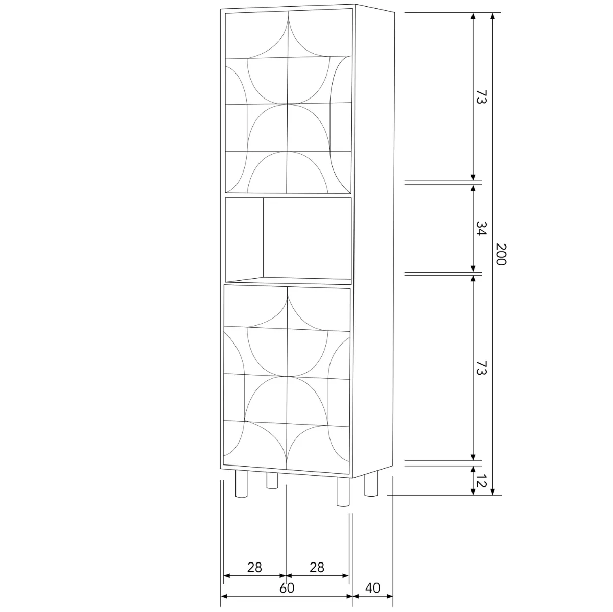 Draw Walnut Mango Wood 4 Door Storage Cabinet