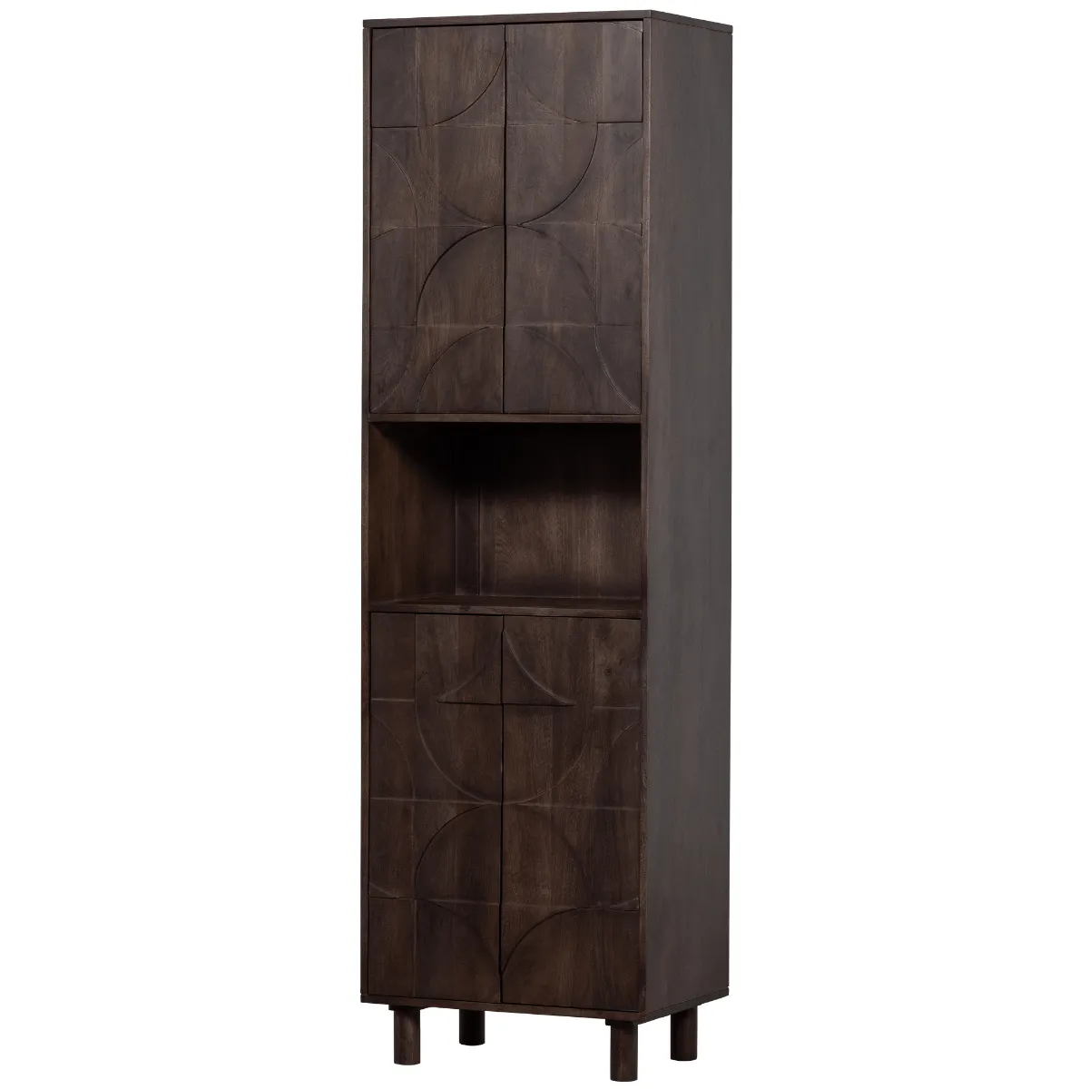 Draw Walnut Mango Wood 4 Door Storage Cabinet