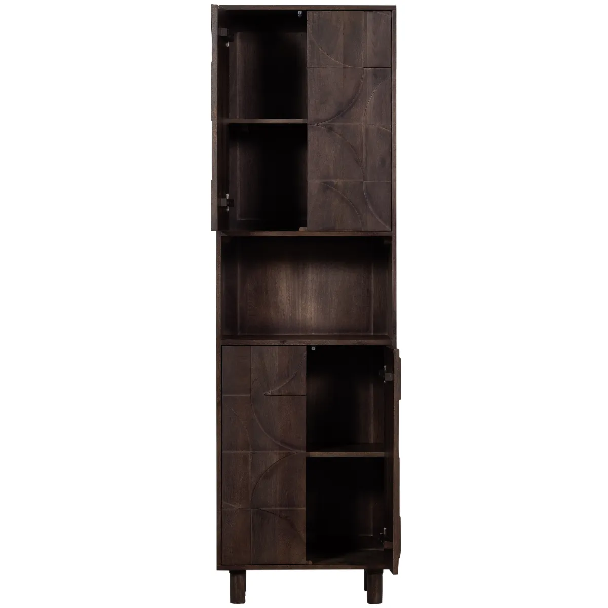 Draw Walnut Mango Wood 4 Door Storage Cabinet