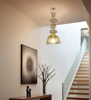 Elysian Gold Glass Pendant Light with Elegant Leaf Motif