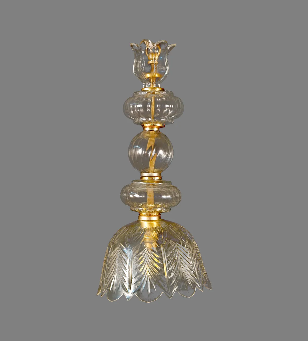 Elysian Gold Glass Pendant Light with Elegant Leaf Motif