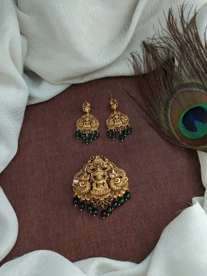 Embrace Raw Elegance Of Goddess Laksmi ji Nagas Antique Pendant Set