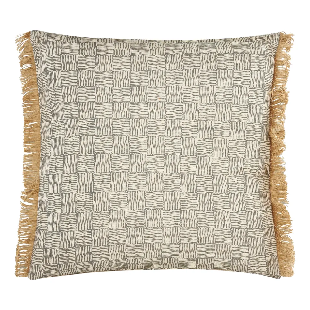 Fero Grey Fringed Filled Decorative Throw Scatter Cushion - 45 x 45cm