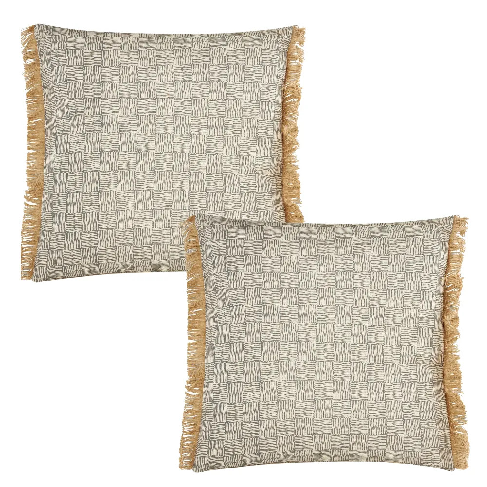 Fero Grey Fringed Filled Decorative Throw Scatter Cushion - 45 x 45cm