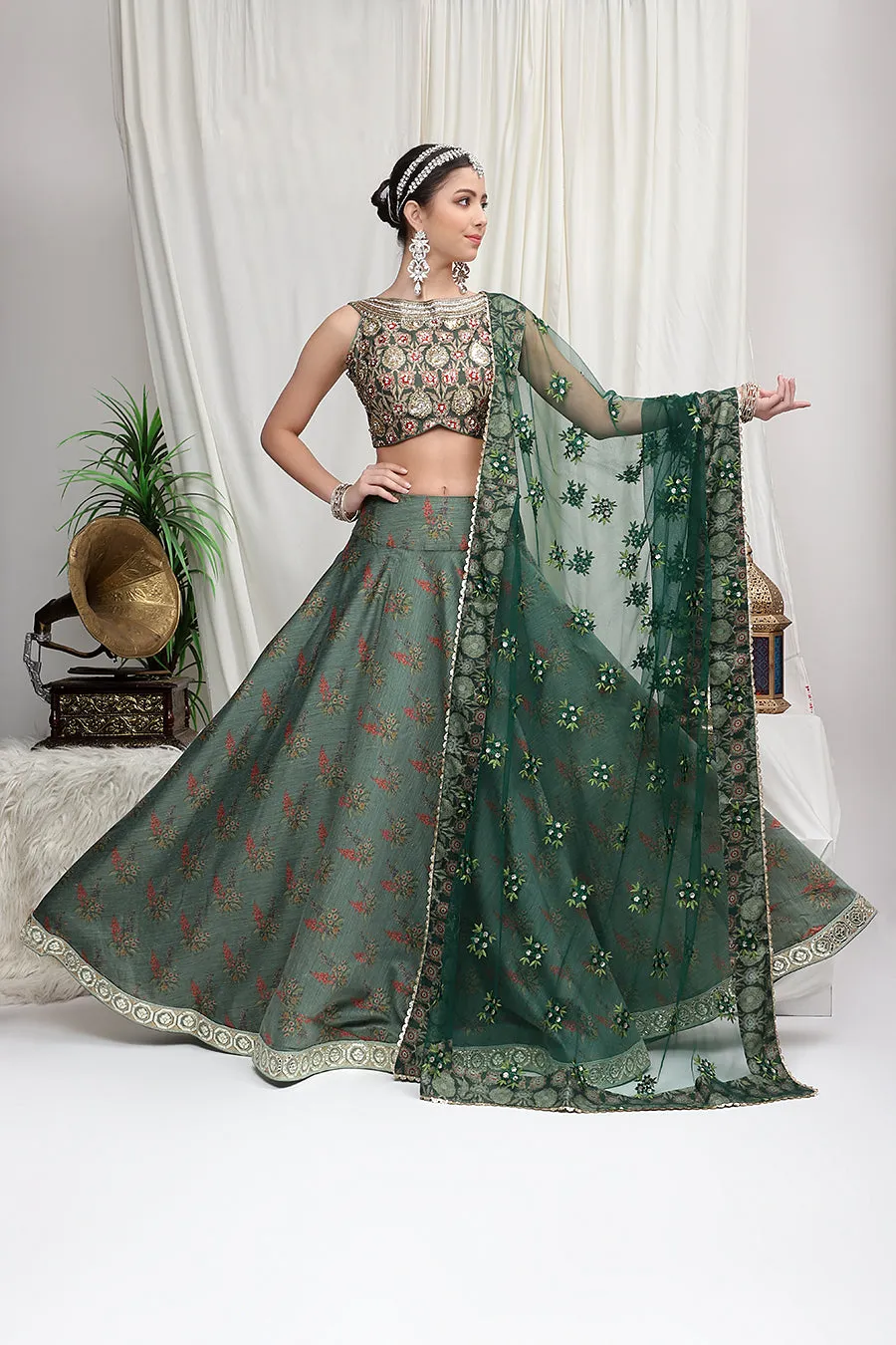 Forest Green lehenga with Blouse