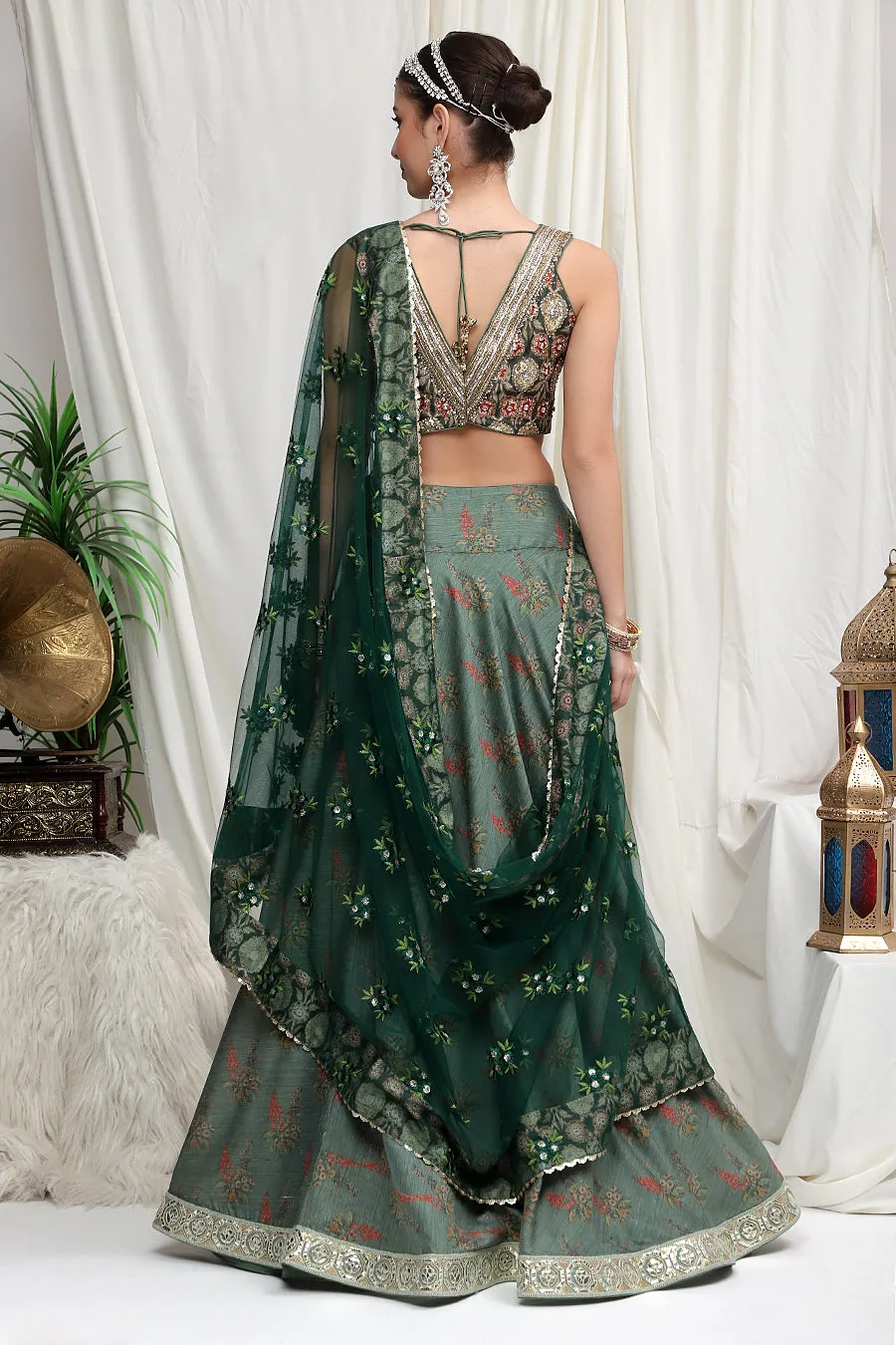 Forest Green lehenga with Blouse