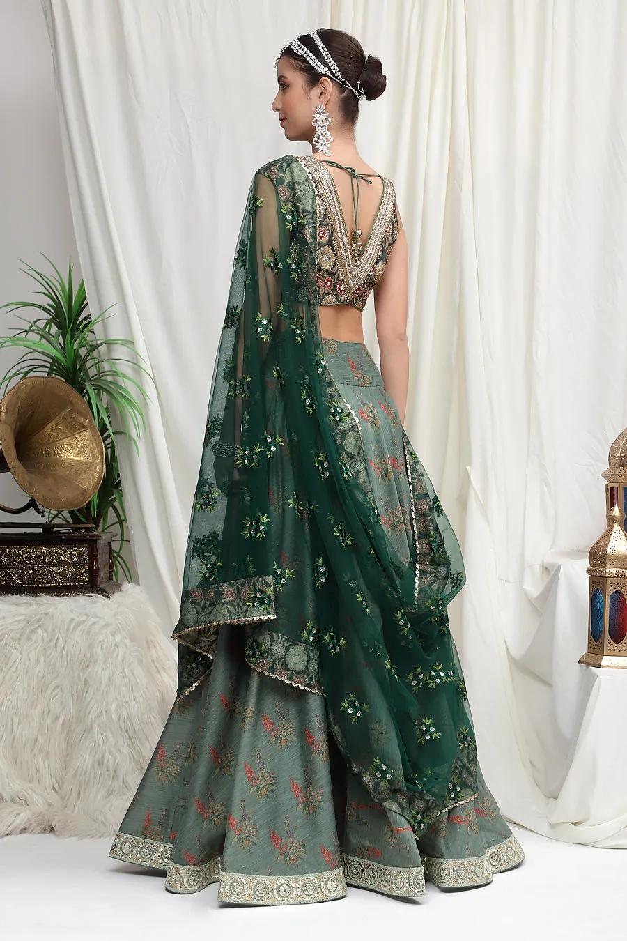 Forest Green lehenga with Blouse