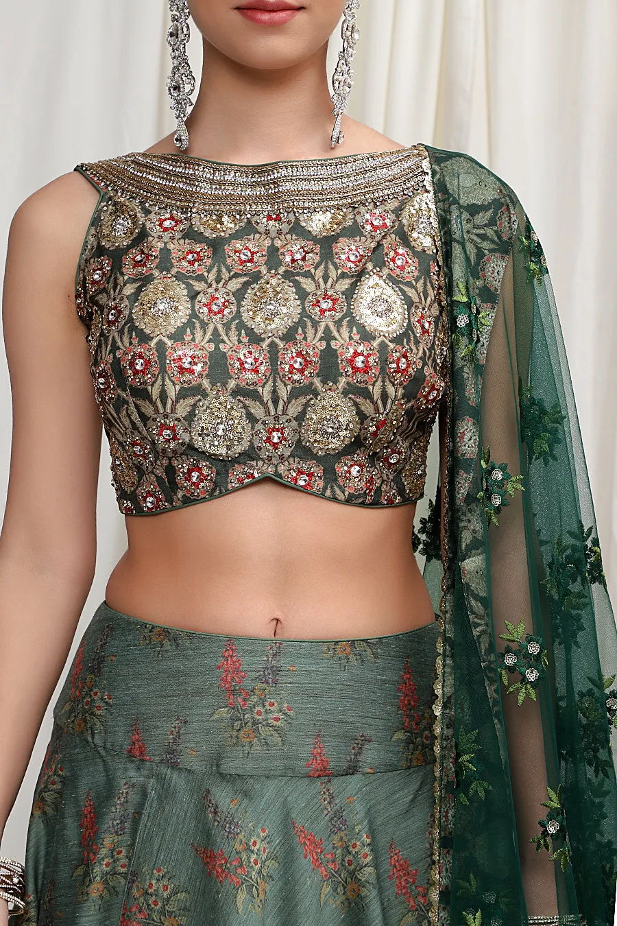 Forest Green lehenga with Blouse