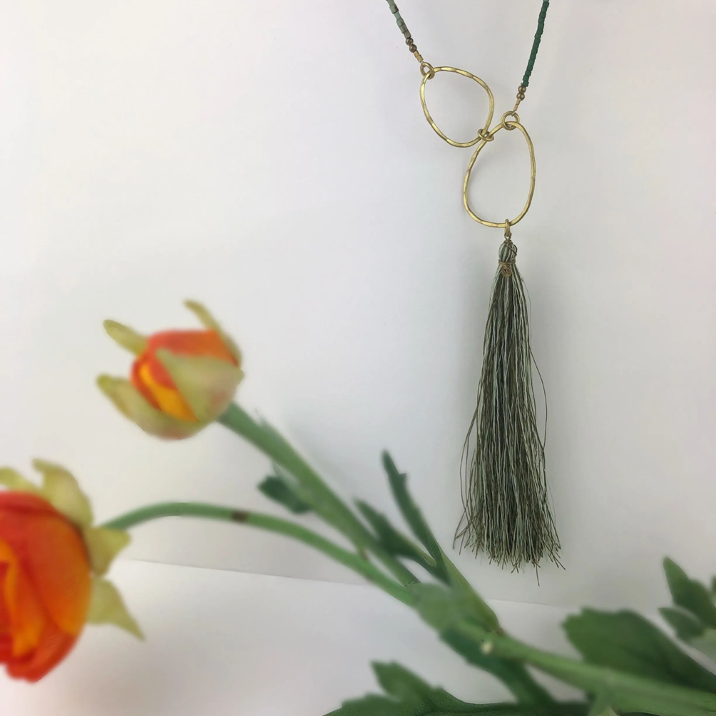 Forest Green Tassel Necklace - VNKL191