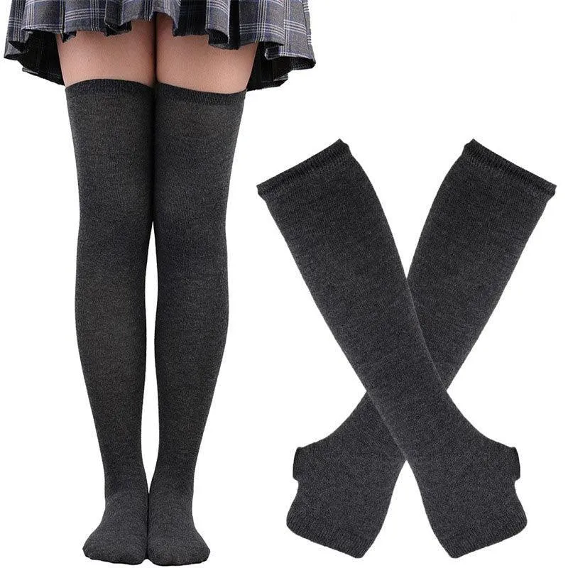 Free Matching Striped Arm Warmer and Thigh High Stocking Collection