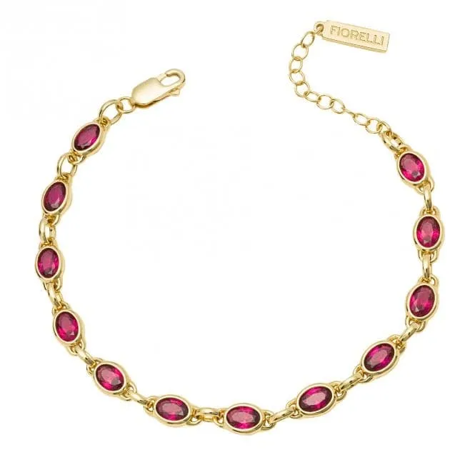 Fuchsia Nano Crystal Yellow Gold Plating Bracelet B5384P